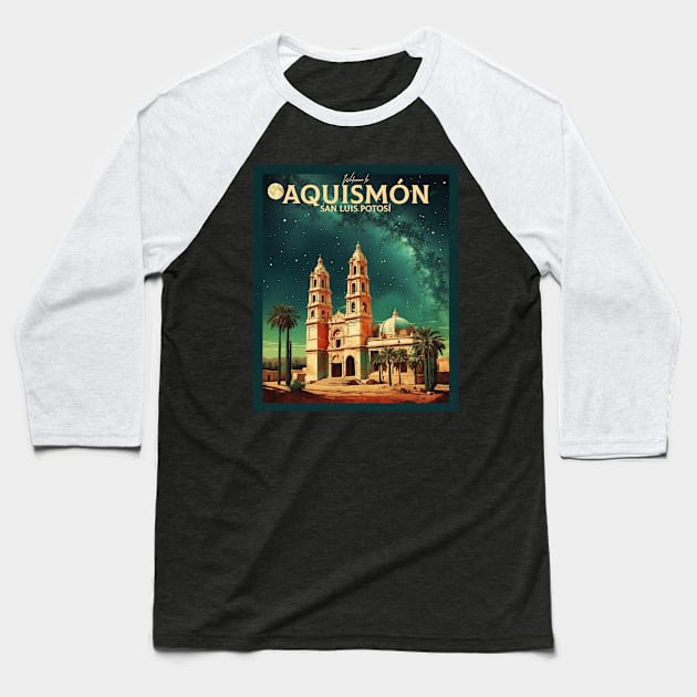 Aquismon San Luis Potosi Mexico Sunset Tourism Travel Vintage Poster Baseball T-Shirt by TravelersGems